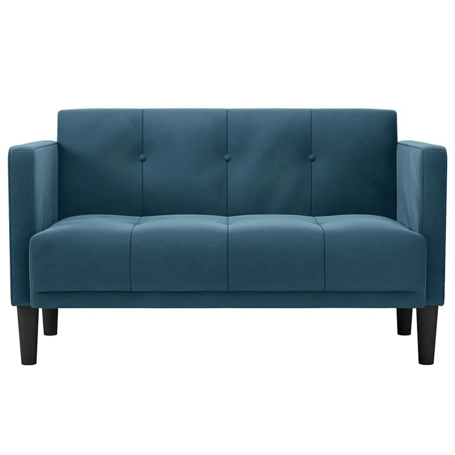 Canapé deux places bleu 111 cm velours - 3