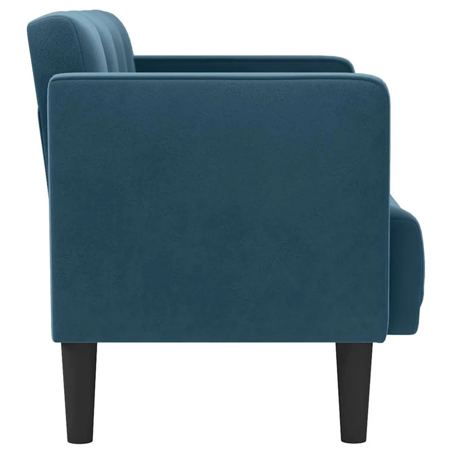Canapé deux places bleu 111 cm velours - 4