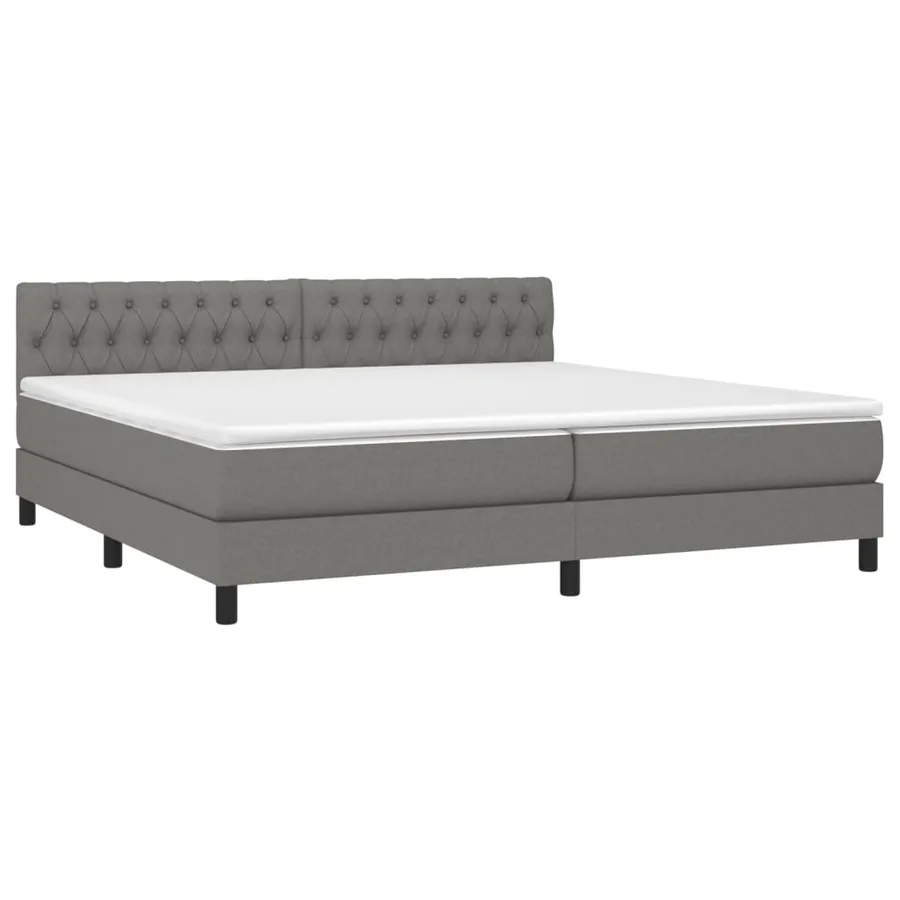 Sommier à lattes de lit et matelas et LED Gris foncé 200x200 cm - 3