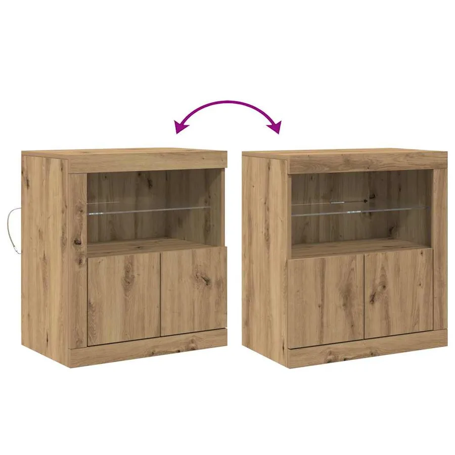 Buffet LED Marron 60,5 x 37 x 67 cm Bois d'ingénierie - 13