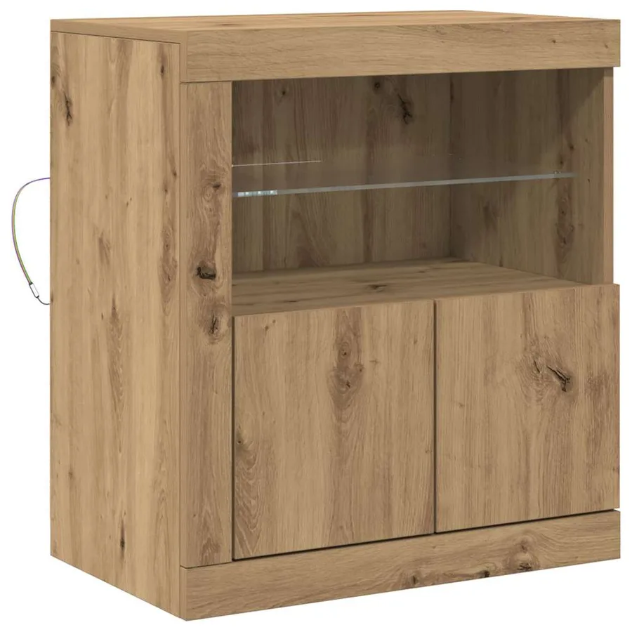 Buffet LED Marron 60,5 x 37 x 67 cm Bois d'ingénierie - 2