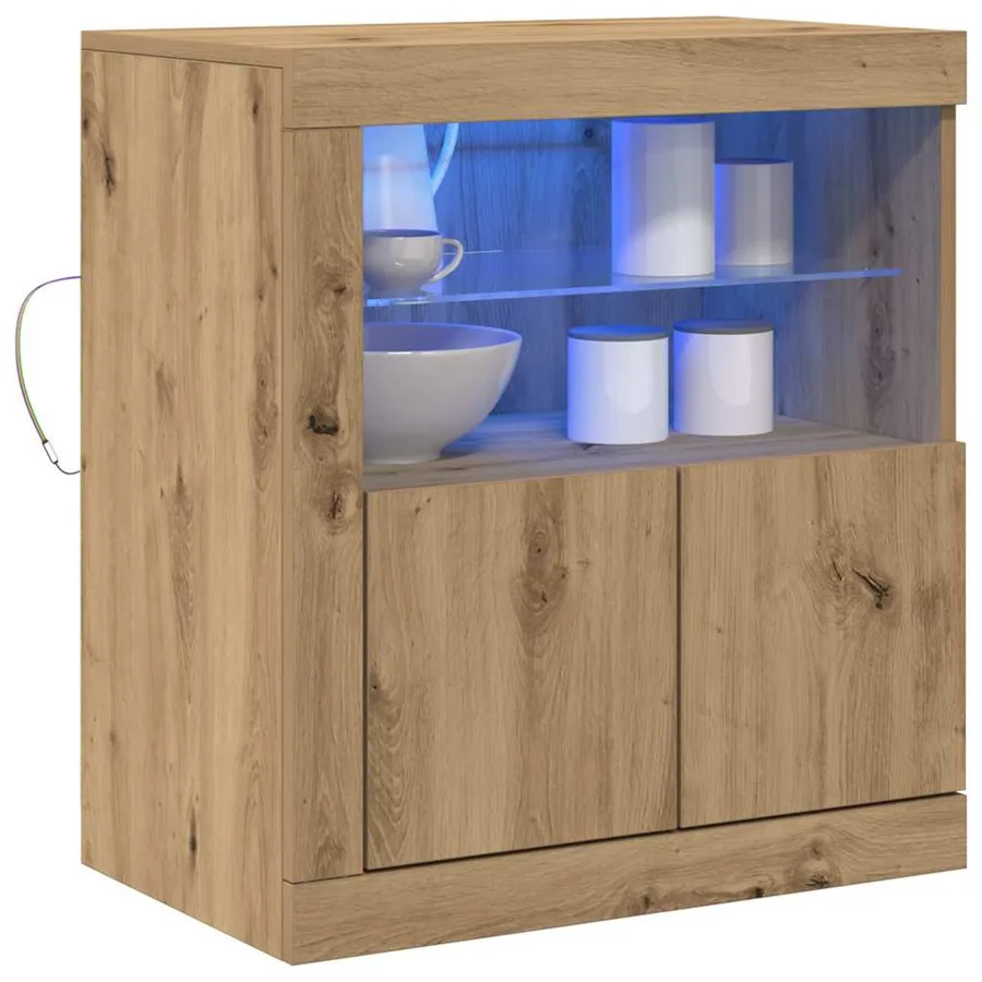 Buffet LED Marron 60,5 x 37 x 67 cm Bois d'ingénierie - 3