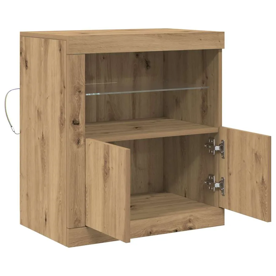 Buffet LED Marron 60,5 x 37 x 67 cm Bois d'ingénierie - 7