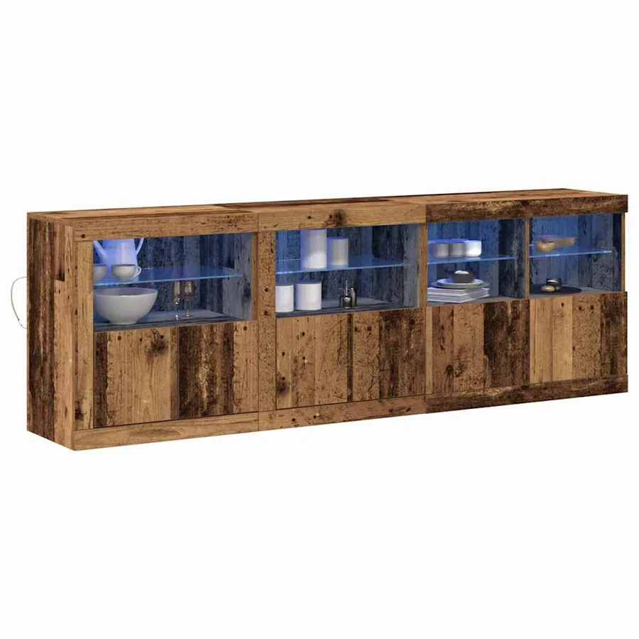 Buffet LED Bois ancien 202 x 37 x 67 cm Bois d'ingénierie - 3