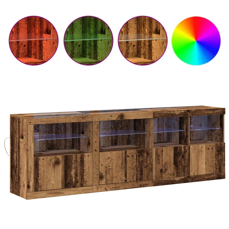 Buffet LED Bois ancien 202 x 37 x 67 cm Bois d'ingénierie - 4