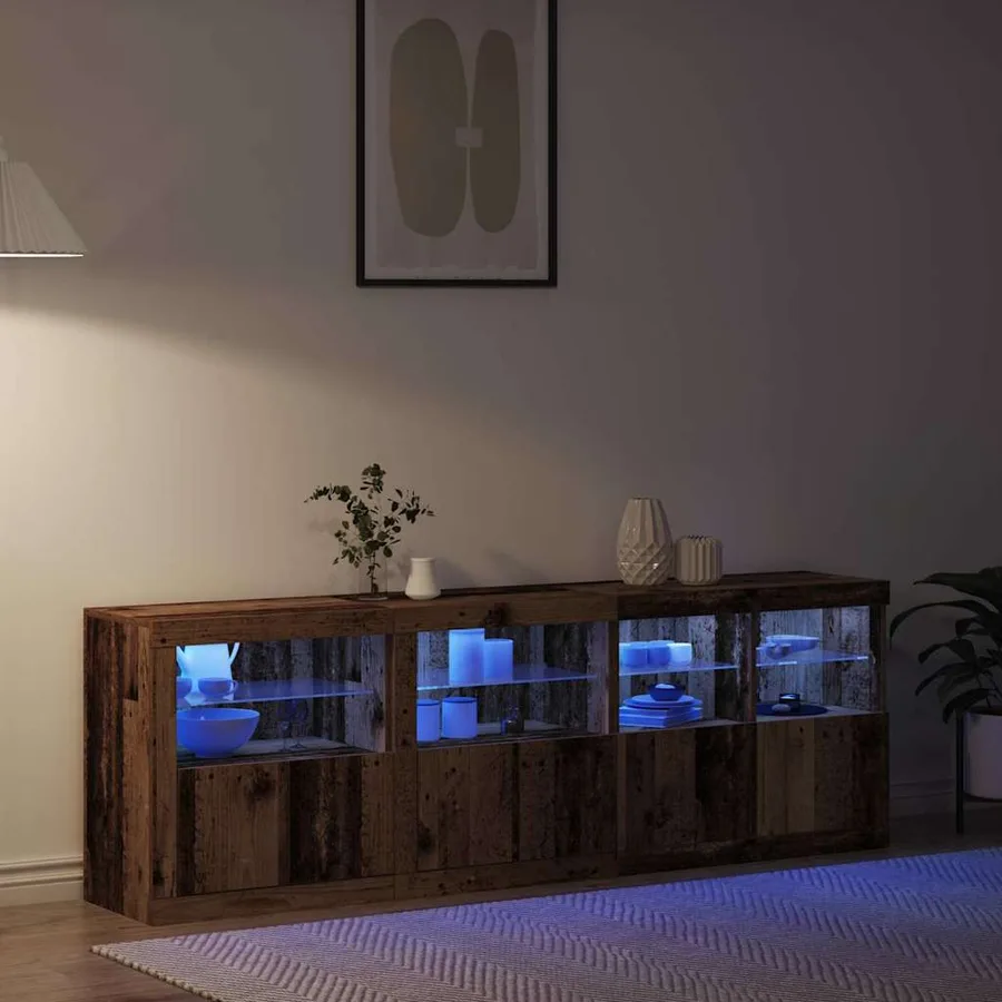 Buffet LED Bois ancien 202 x 37 x 67 cm Bois d'ingénierie - 5