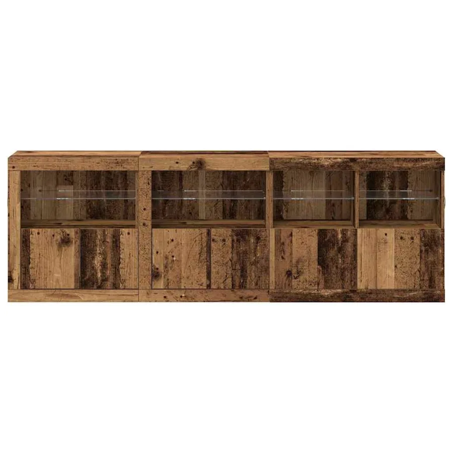 Buffet LED Bois ancien 202 x 37 x 67 cm Bois d'ingénierie - 6