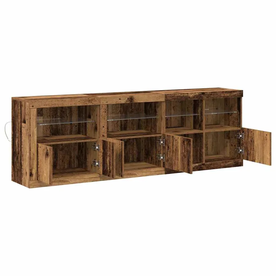 Buffet LED Bois ancien 202 x 37 x 67 cm Bois d'ingénierie - 7