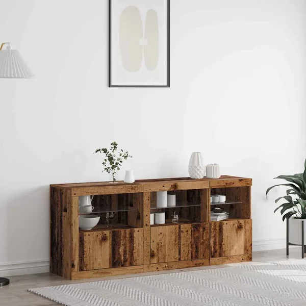 Buffet LED Bois ancien 162 x 37 x 67 cm Bois d'ingénierie