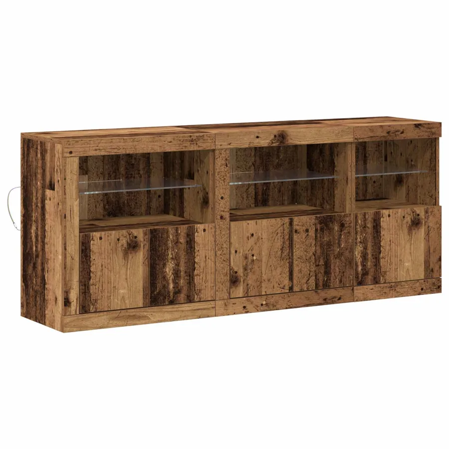 Buffet LED Bois ancien 162 x 37 x 67 cm Bois d'ingénierie - 2