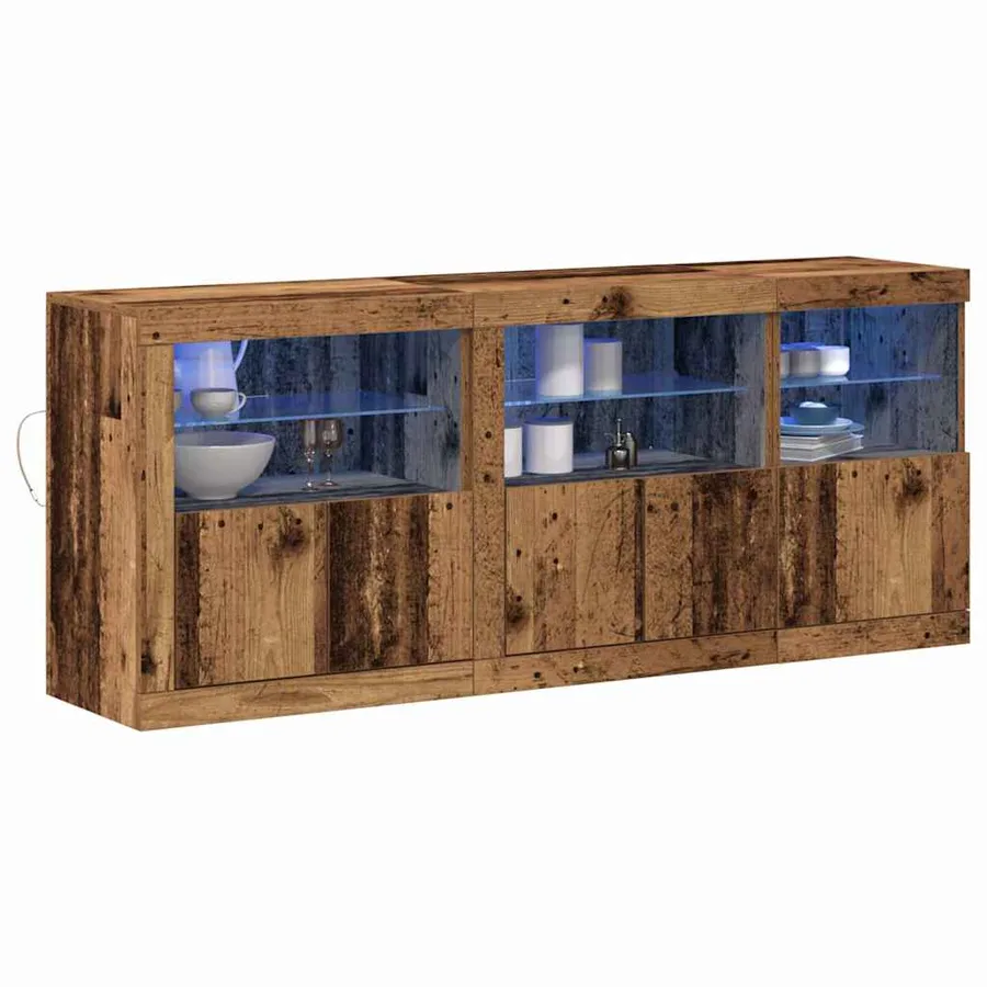 Buffet LED Bois ancien 162 x 37 x 67 cm Bois d'ingénierie - 3