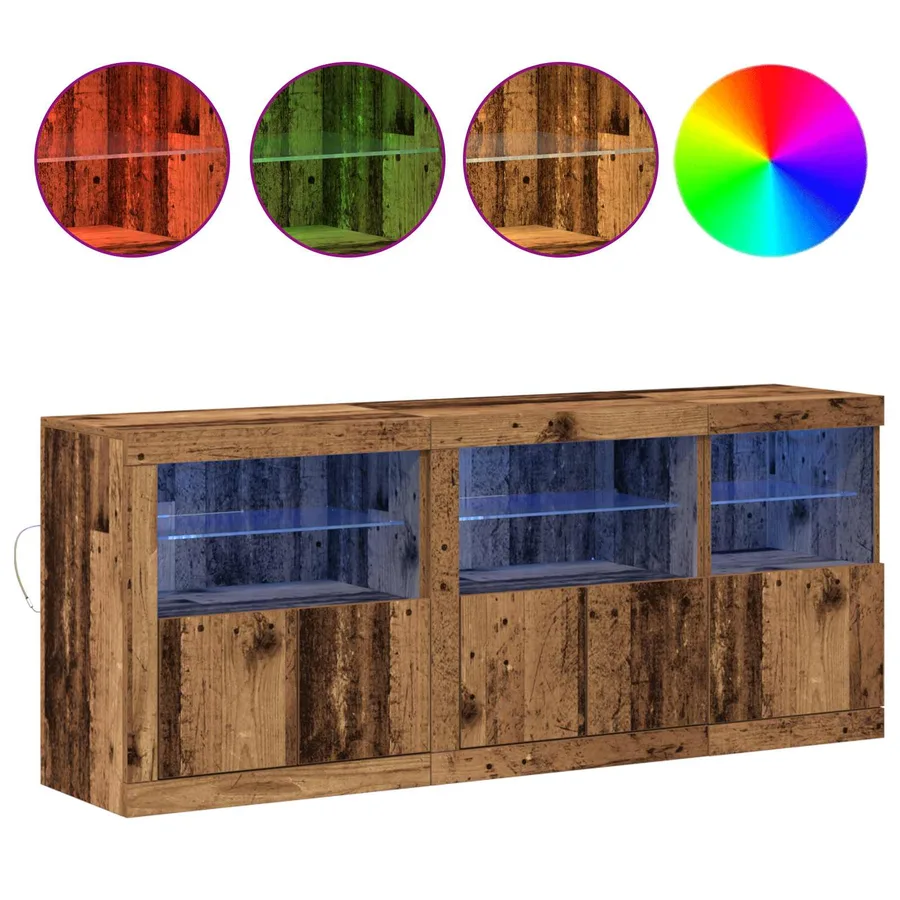 Buffet LED Bois ancien 162 x 37 x 67 cm Bois d'ingénierie - 4