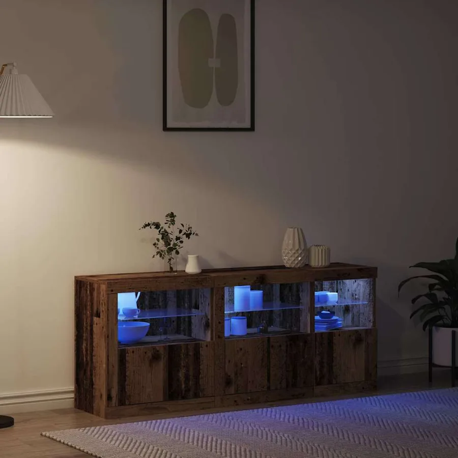 Buffet LED Bois ancien 162 x 37 x 67 cm Bois d'ingénierie - 5