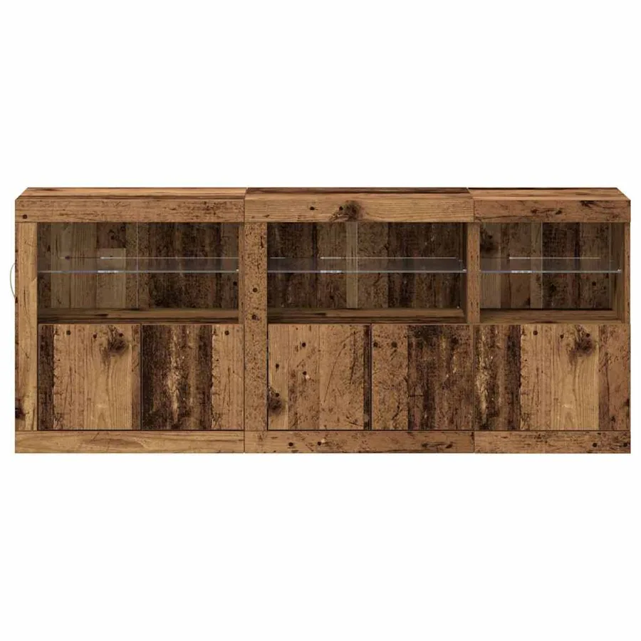 Buffet LED Bois ancien 162 x 37 x 67 cm Bois d'ingénierie - 6