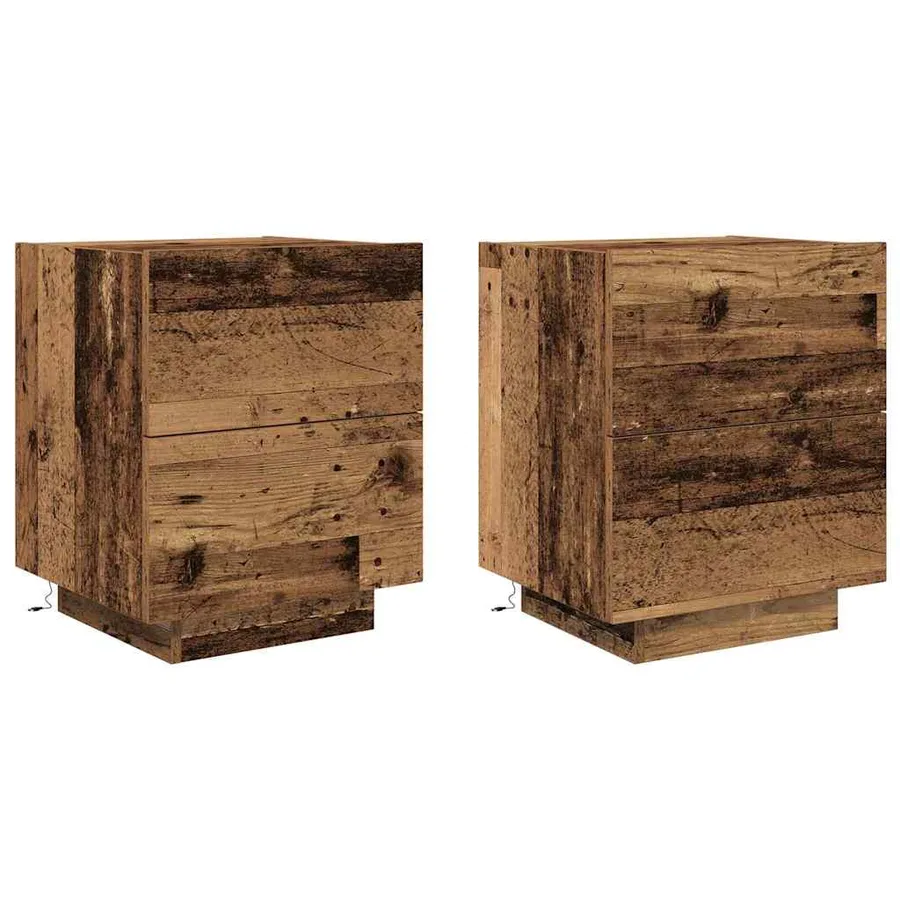 Cabinet de chevet avec tiroir 2 pcs Bois ancien 45 x 40 x 55 cm - 2