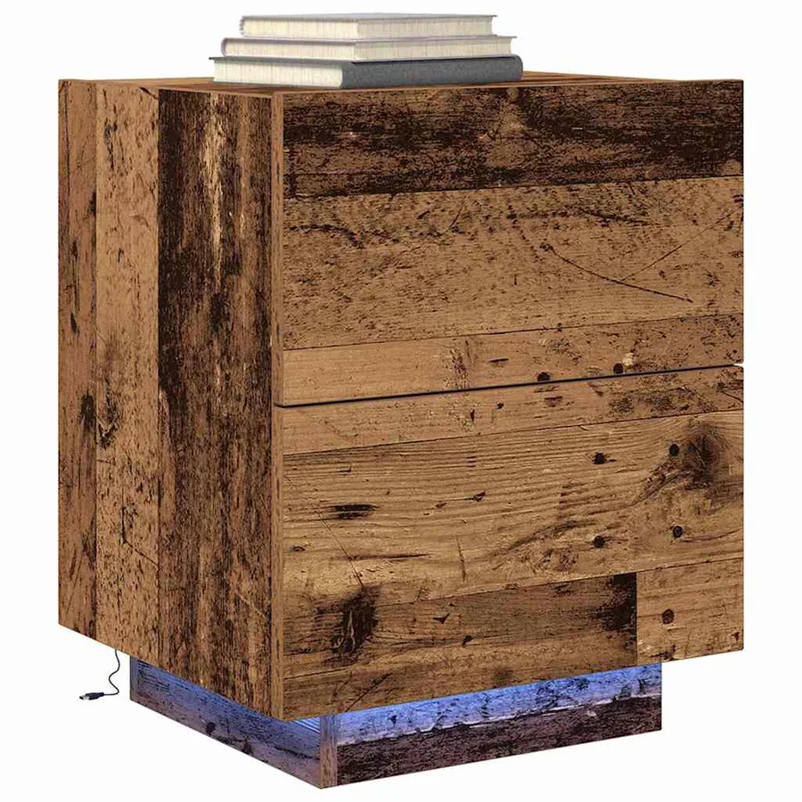 Cabinet de chevet avec tiroir 2 pcs Bois ancien 45 x 40 x 55 cm - 3
