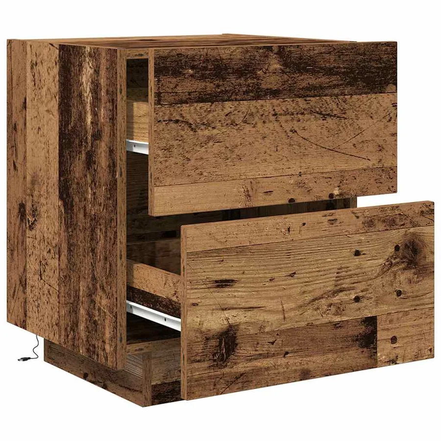 Cabinet de chevet avec tiroir 2 pcs Bois ancien 45 x 40 x 55 cm - 6