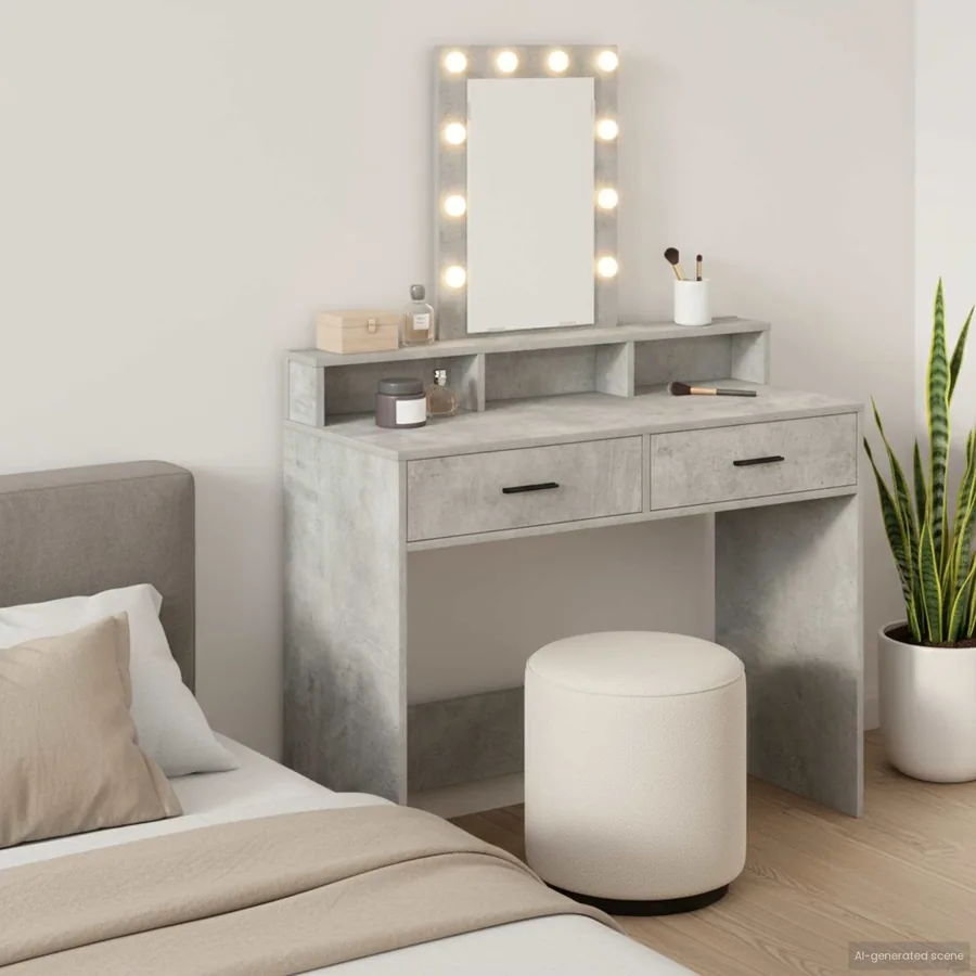 Table de Toilette Gris 100 x 41 x 140 cm Bois d'ingénierie