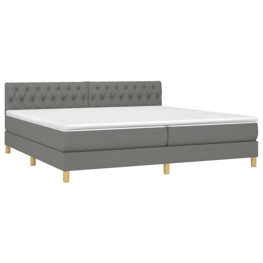 Sommier à lattes de lit avec matelas Gris foncé 200x200cm Tissu - 3