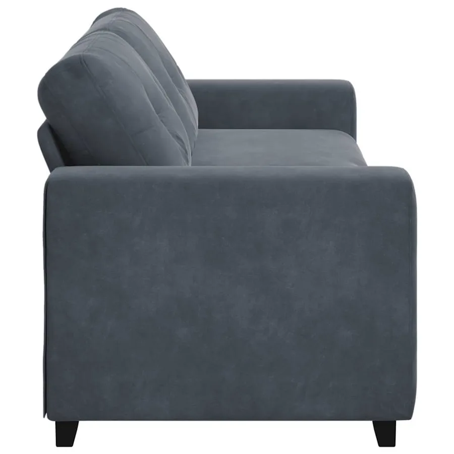 Canapé 3 places gris foncé 220 x 78 x 80 cm velours - 5