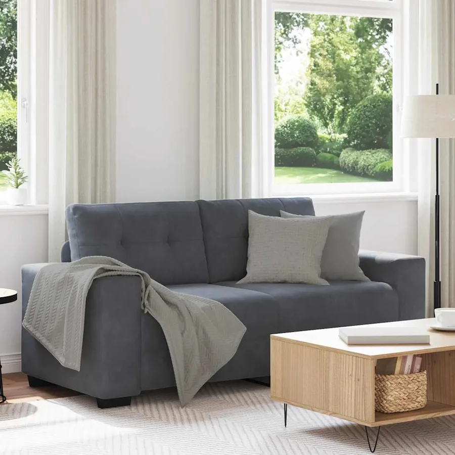 Canapé causeuse gris foncé 180x77x82 cm velours