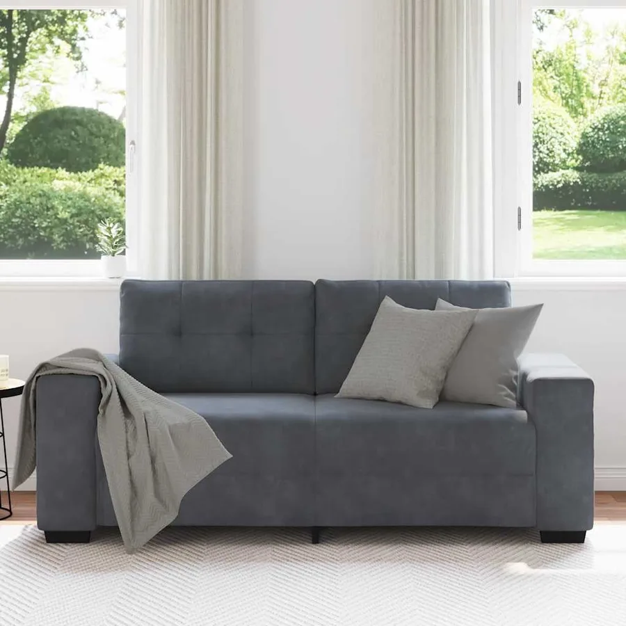 Canapé causeuse gris foncé 180x77x82 cm velours - 3