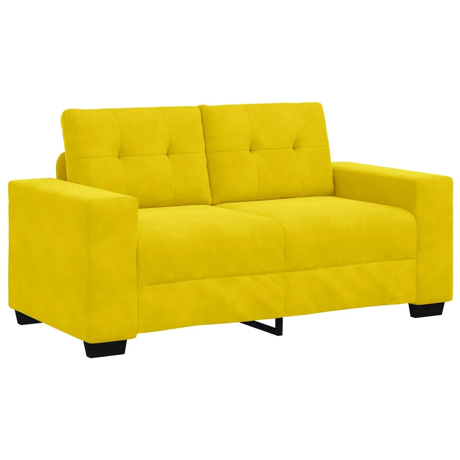 Canapé 2 places jaune 120 cm velours