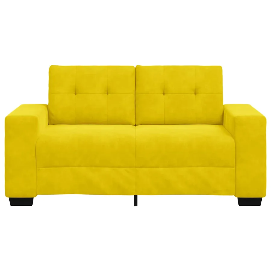 Canapé 2 places jaune 120 cm velours - 2