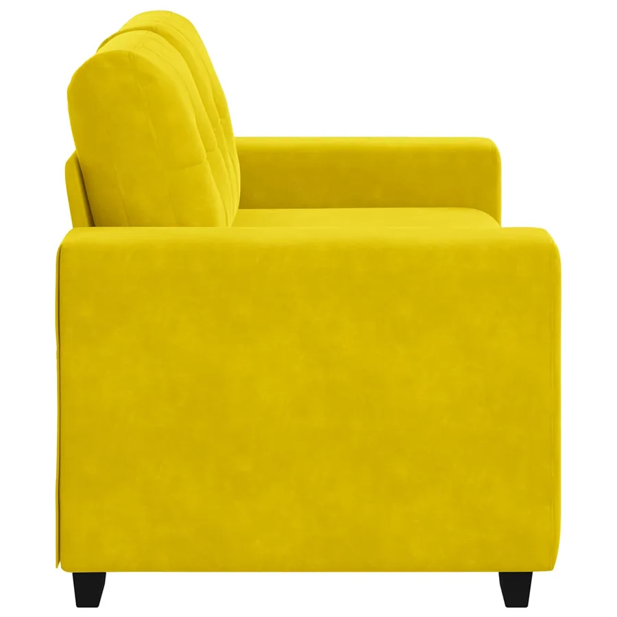 Canapé 2 places jaune 120 cm velours - 3
