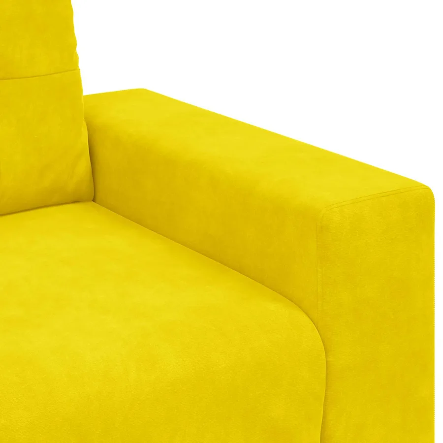 Canapé 2 places jaune 120 cm velours - 5