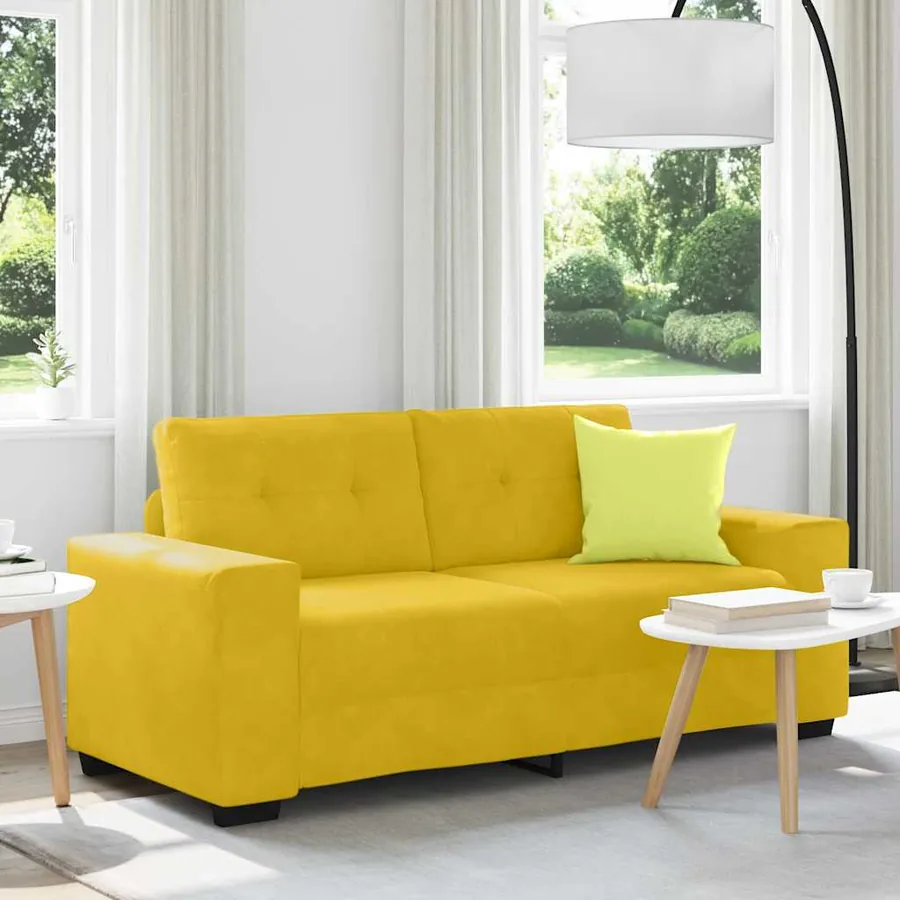 Canapé deux places jaune 180x77x82 cm velours