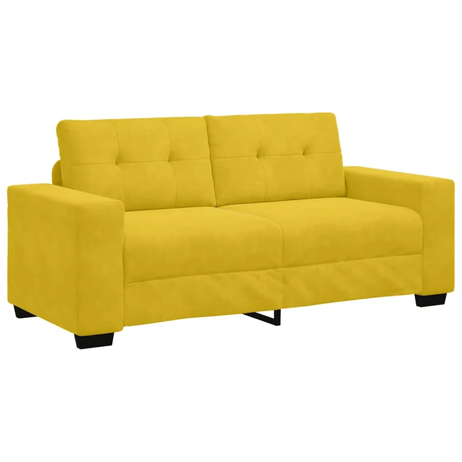 Canapé deux places jaune 180x77x82 cm velours - 2