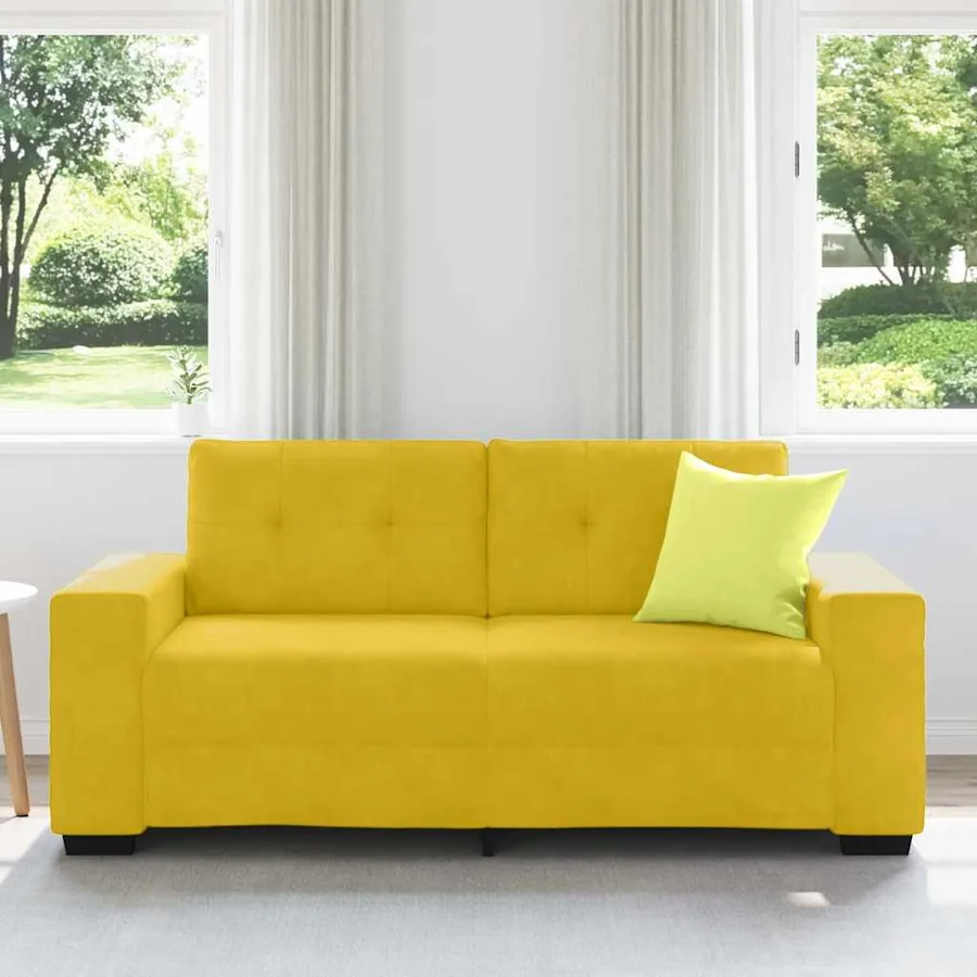 Canapé deux places jaune 180x77x82 cm velours - 3