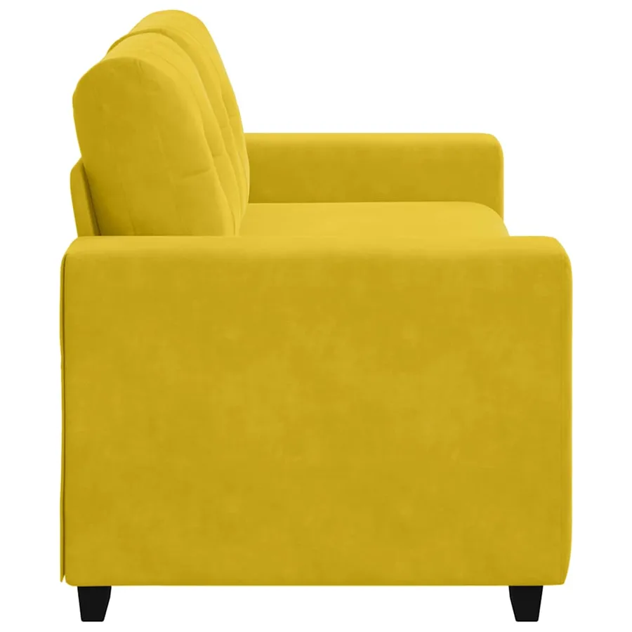 Canapé deux places jaune 180x77x82 cm velours - 5