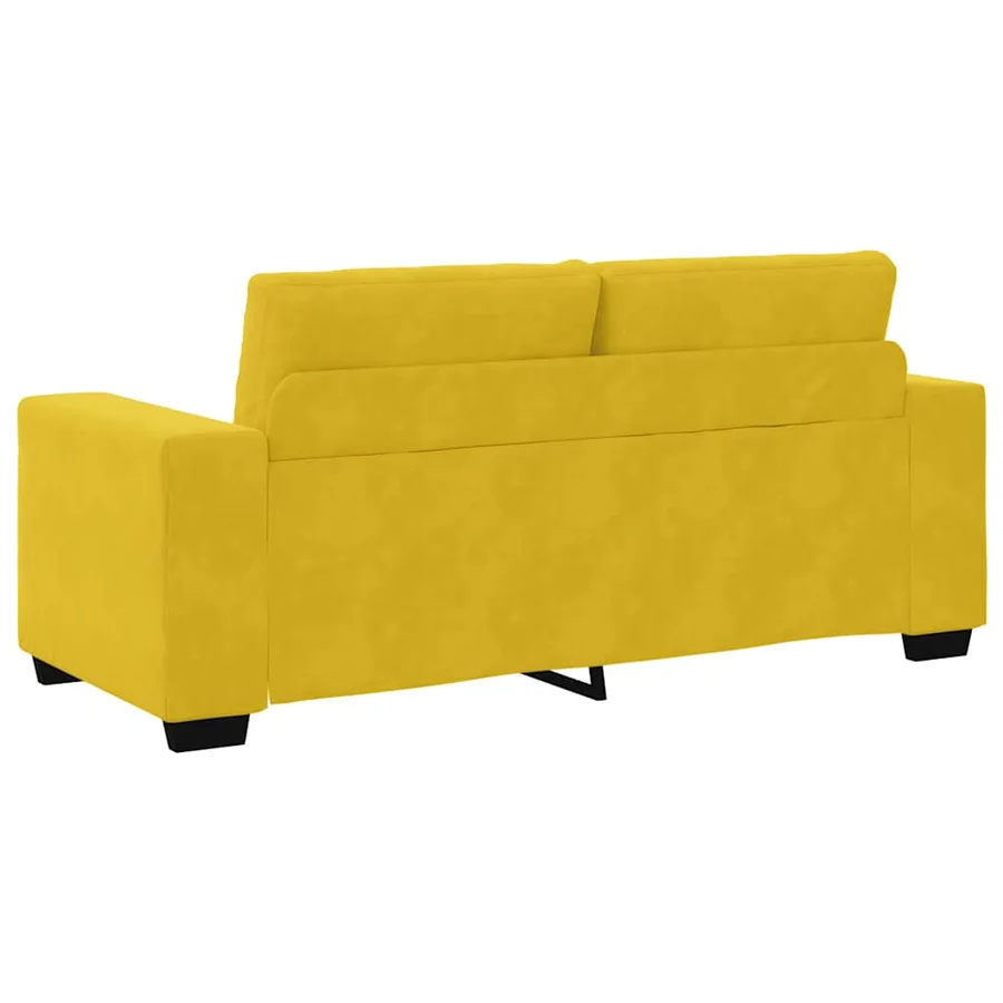 Canapé deux places jaune 180x77x82 cm velours - 6