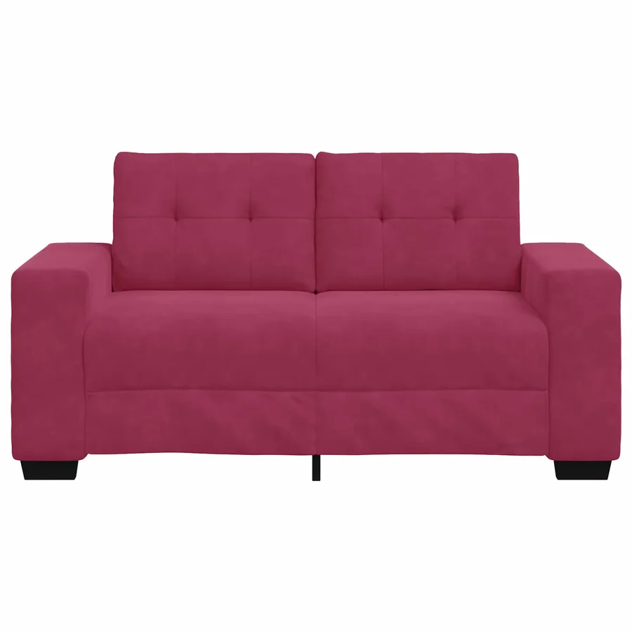 Canapé 2 places rouge bordeaux 120 cm velours - 2