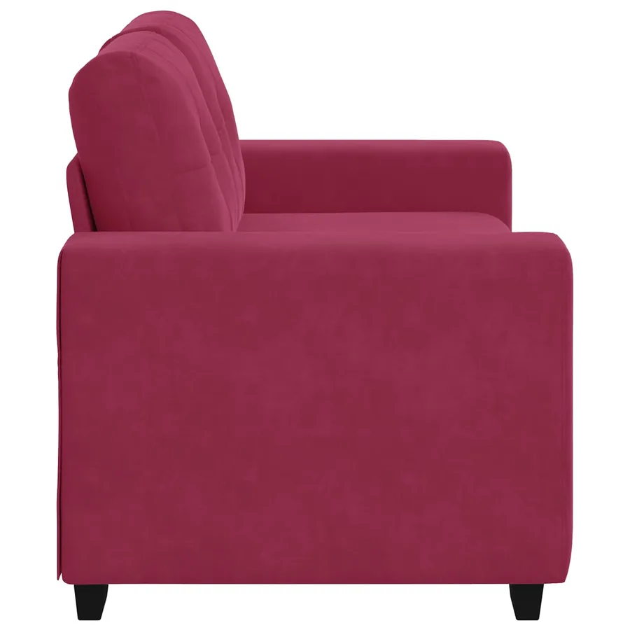 Canapé 2 places rouge bordeaux 120 cm velours - 3