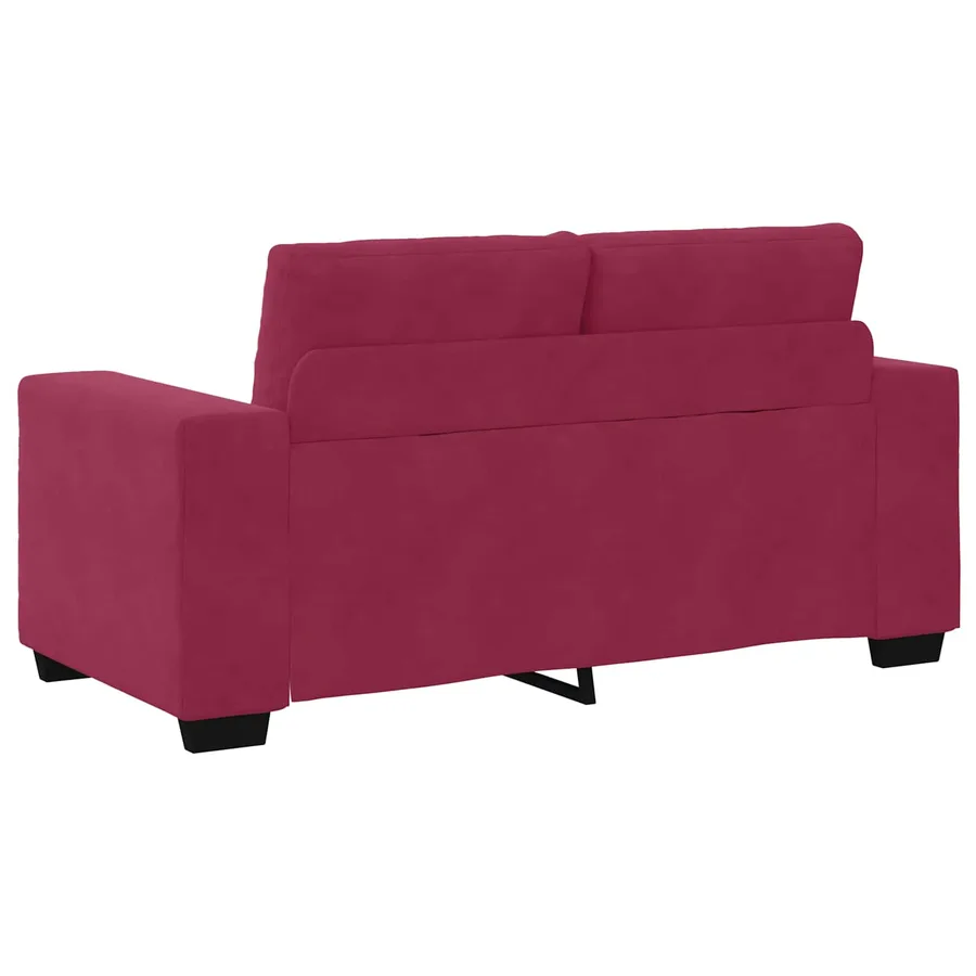 Canapé 2 places rouge bordeaux 120 cm velours - 4