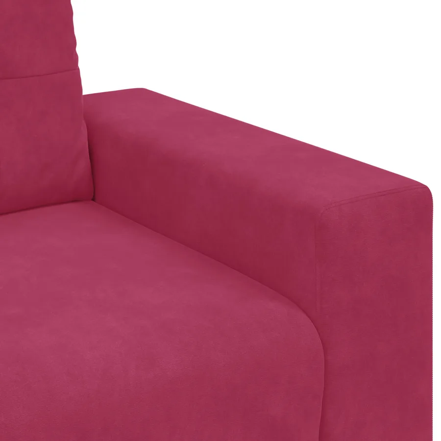 Canapé 2 places rouge bordeaux 120 cm velours - 5