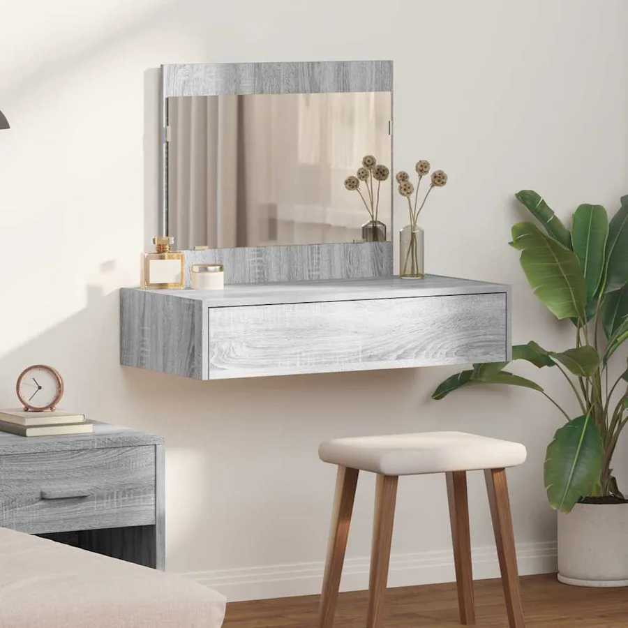 Table de Toilette Gris 83 x 40 x 70 cm Bois d'ingénierie