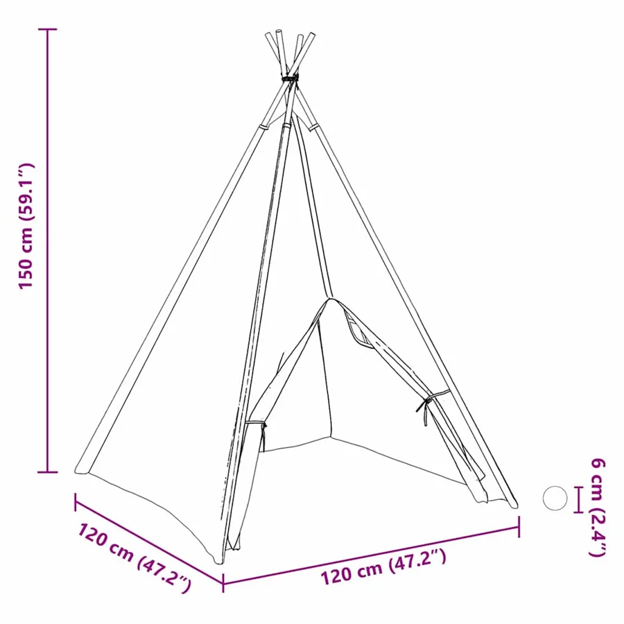 Tente tipi Blanc 120 x 120 x 150 cm Tissu et plastique - 10