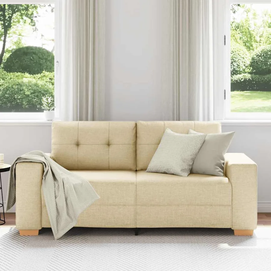 Canapé deux places crème 180x77x82 cm en tissu - 3