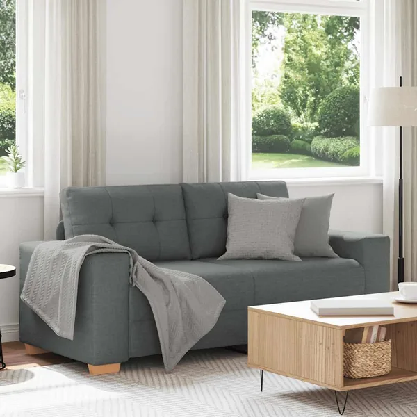 Canapé deux places gris foncé 180 x 77 x 82 cm en tissu