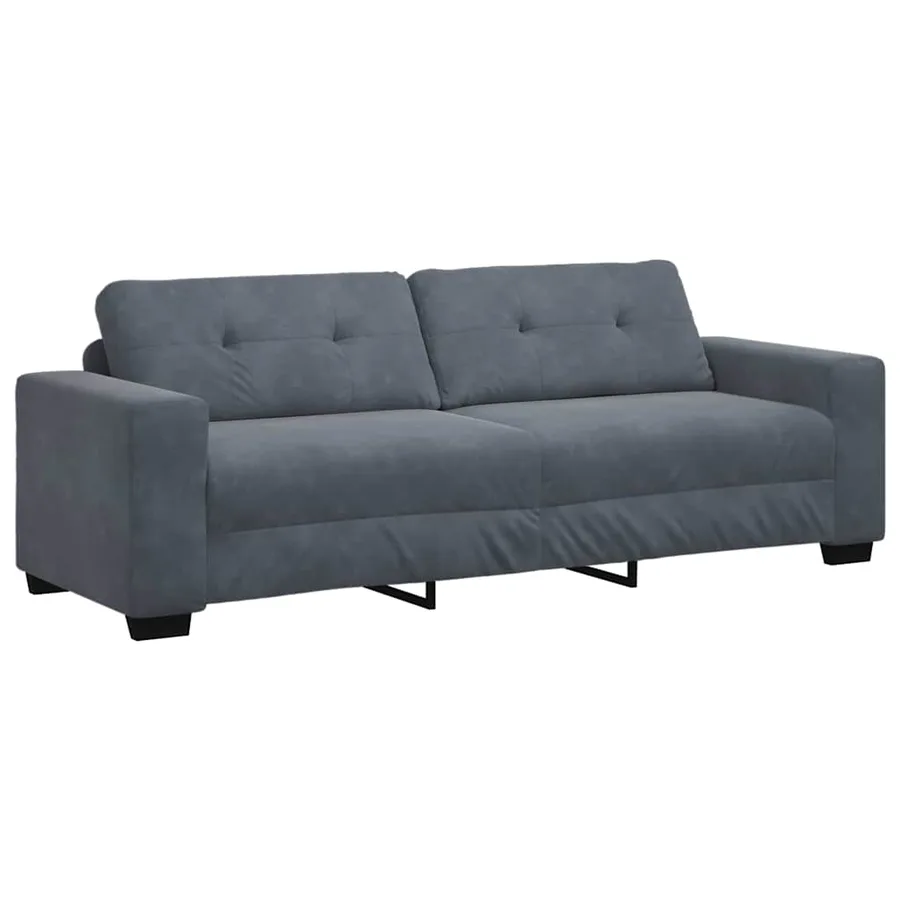 Ensemble canapé 2 pcs avec coussins velours gris foncé - 5