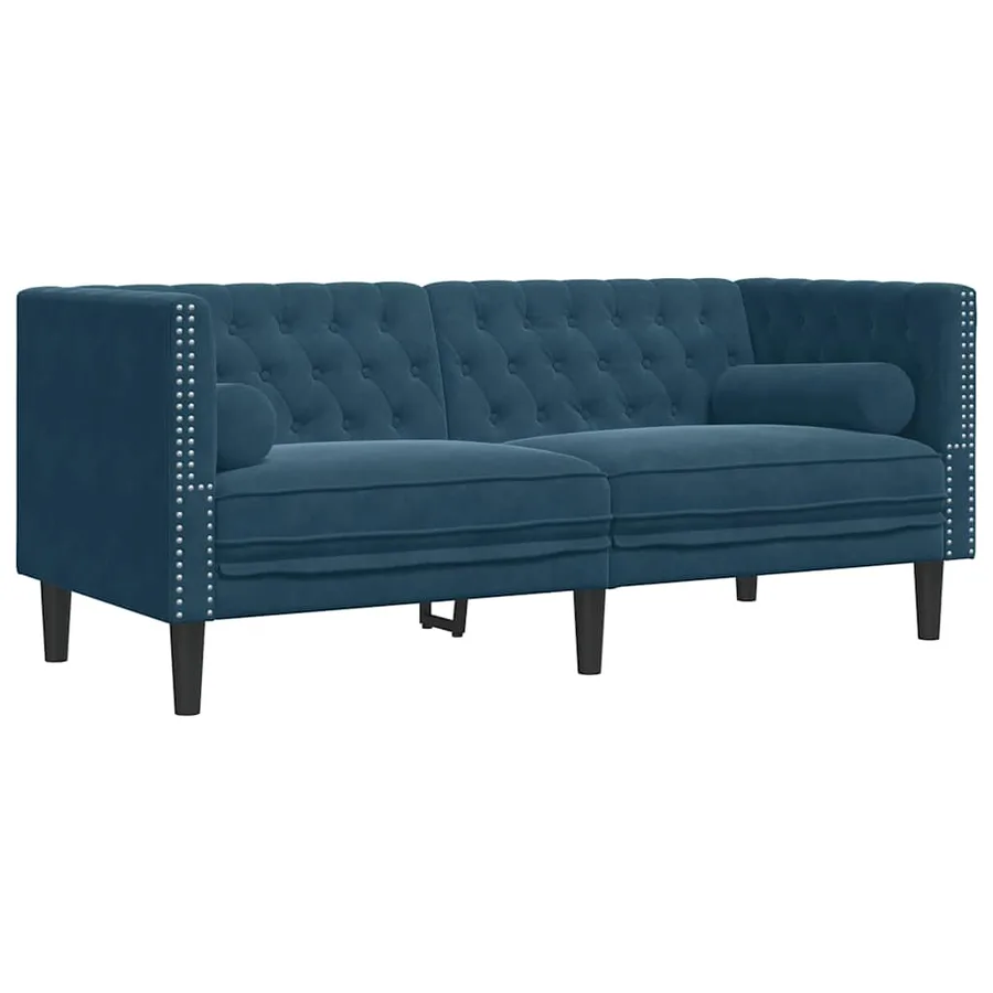 Ensemble de canapé Chesterfield et traversins 2pcs bleu velours - 5