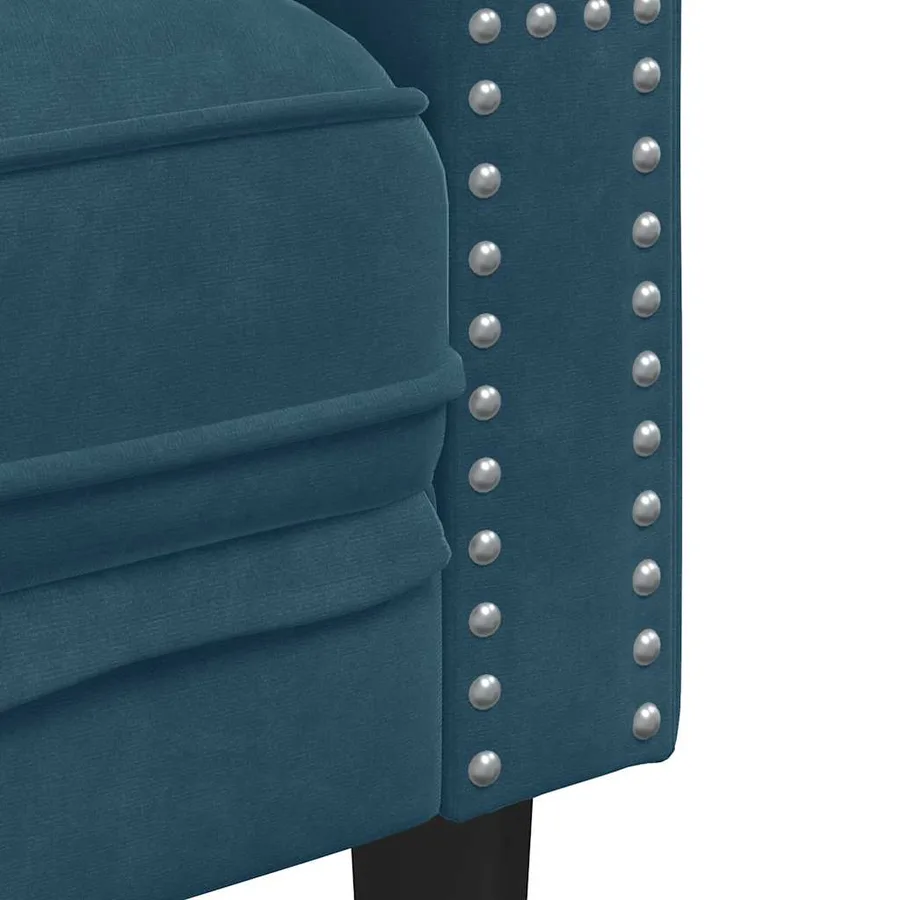 Ensemble de canapé Chesterfield et traversins 2pcs bleu velours - 6