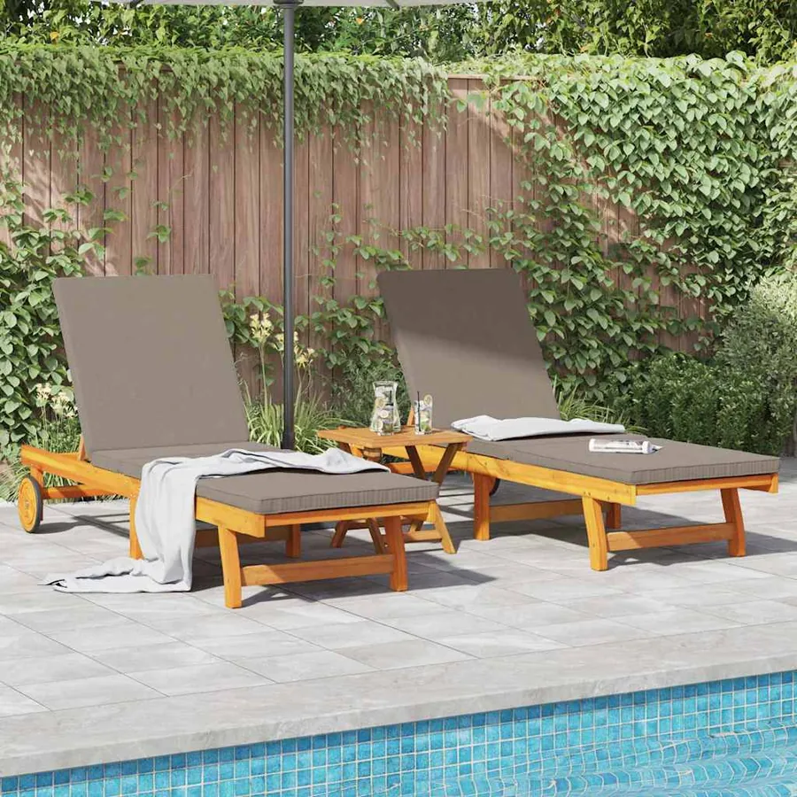 Transat 2-personne 3 pcs Marron Bois d'Acacia Massif