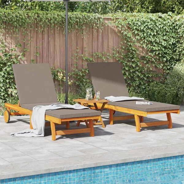 Transat 2-personne 3 pcs Marron Bois d'Acacia Massif