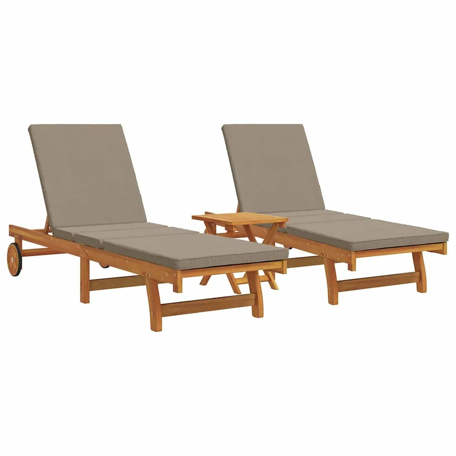 Transat 2-personne 3 pcs Marron Bois d'Acacia Massif - 2