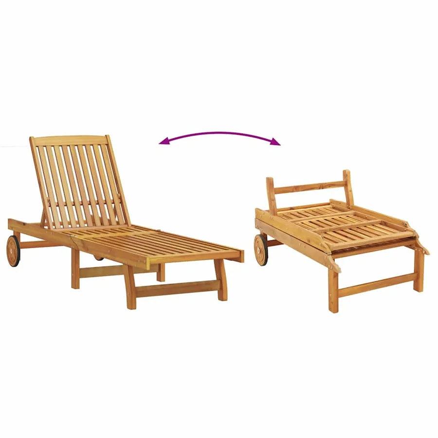 Transat 1-personne 2 pcs Marron Bois d'Acacia Massif - 8